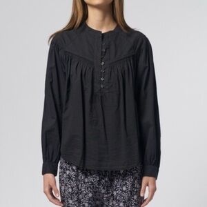 Xirena Size XS • Delilah Long Sleeve 3/4 Button Blouse Top Black.